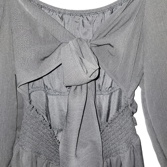 EXLURA women's  casual long lantern sleeve dress square neck ruffle size M black - Picture 2 of 8